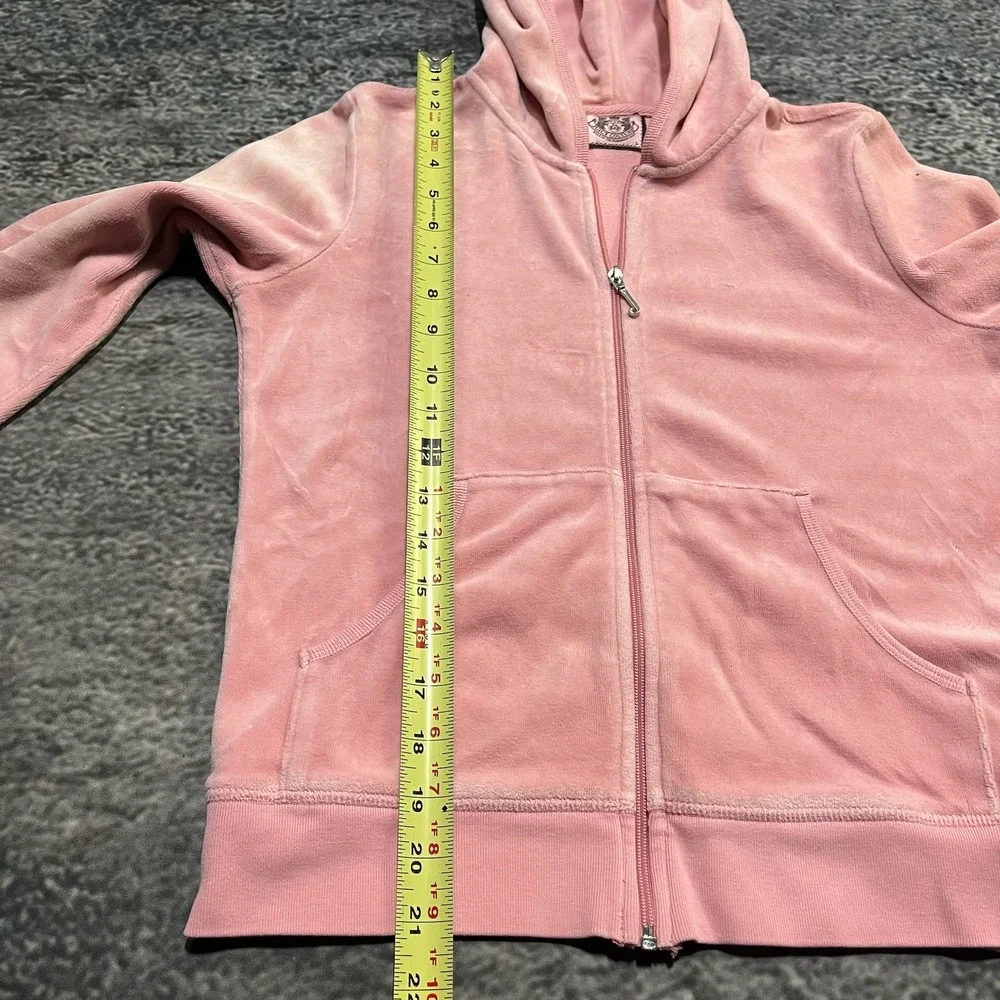 Juicy Couture Track Jacket Hooded Zip Up Size Large Pink Vintage Y2K 2000s - Picture 9 of 9
